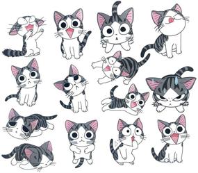 img 4 attached to 🐱 Cute Cat Cartoon Vinyl Stickers: Perfect Laptop, Car, Water Bottle, Motorcycle, Skateboard, Luggage Decorations – Waterproof, 14pcs