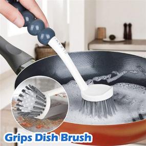 img 1 attached to 🧼 Efficient 4PCS Kitchen Cleaning Brush Set with Scrub Pads, Scraper Tip, Bendable Brush, Groove Gap Brush, and Comfort Grip – Perfect for Cleaning Kitchen, Gaps, Floors, and Pools!