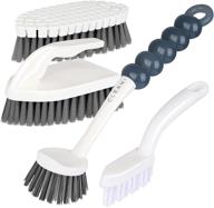 🧼 efficient 4pcs kitchen cleaning brush set with scrub pads, scraper tip, bendable brush, groove gap brush, and comfort grip – perfect for cleaning kitchen, gaps, floors, and pools! logo