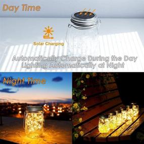 img 2 attached to 🌞 6 Pack of Hanging Mason Jar Solar Lights with 30 LEDs Fairy Lights and Jars, Waterproof Outdoor Solar Lanterns for Backyard, Garden, Fence, Patio Table Decoration