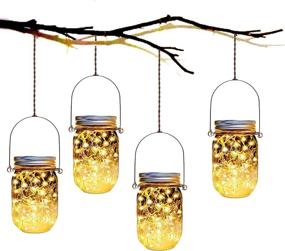 img 3 attached to 🌞 6 Pack of Hanging Mason Jar Solar Lights with 30 LEDs Fairy Lights and Jars, Waterproof Outdoor Solar Lanterns for Backyard, Garden, Fence, Patio Table Decoration