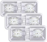 🚐 leisure led 3 pack rv led ceiling double dome light fixture - on/off switch, natural white 4000-4500k, interior lighting for car/rv/trailer/camper/boat, dc 12v, 48x2835smd logo