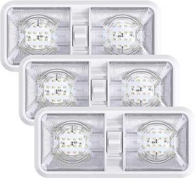 img 4 attached to 🚐 Leisure LED 3 Pack RV LED Ceiling Double Dome Light Fixture - ON/OFF Switch, Natural White 4000-4500K, Interior Lighting for Car/RV/Trailer/Camper/Boat, DC 12V, 48X2835SMD