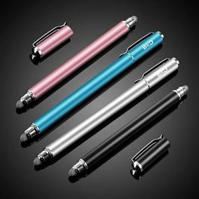 img 3 attached to 🖊️ High-Sensitivity Fiber Tip Capacitive Stylus-Dual Tip Universal Touchscreen Pen, Tablets & Cell Phone with 8 Additional Replaceable Fiber Tips (Set of 4 - Black, Blue, Silver, Rose Gold) by Bargains Depot