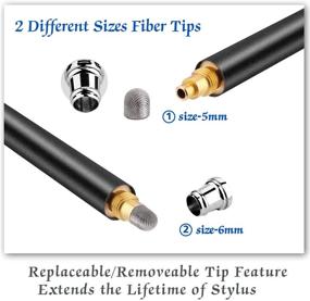 img 1 attached to 🖊️ High-Sensitivity Fiber Tip Capacitive Stylus-Dual Tip Universal Touchscreen Pen, Tablets & Cell Phone with 8 Additional Replaceable Fiber Tips (Set of 4 - Black, Blue, Silver, Rose Gold) by Bargains Depot
