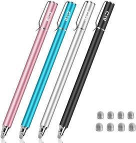 img 4 attached to 🖊️ High-Sensitivity Fiber Tip Capacitive Stylus-Dual Tip Universal Touchscreen Pen, Tablets & Cell Phone with 8 Additional Replaceable Fiber Tips (Set of 4 - Black, Blue, Silver, Rose Gold) by Bargains Depot