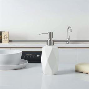 img 1 attached to 🧼 FE Ceramic Soap Dispenser, 13.5oz - Rhombus Design, Stainless Steel Pump - Kitchen & Bathroom Liquid Hand Soap Dispenser (White)