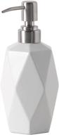 🧼 fe ceramic soap dispenser, 13.5oz - rhombus design, stainless steel pump - kitchen & bathroom liquid hand soap dispenser (white) logo