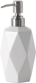 img 4 attached to 🧼 FE Ceramic Soap Dispenser, 13.5oz - Rhombus Design, Stainless Steel Pump - Kitchen & Bathroom Liquid Hand Soap Dispenser (White)