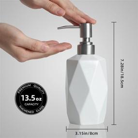 img 2 attached to 🧼 FE Ceramic Soap Dispenser, 13.5oz - Rhombus Design, Stainless Steel Pump - Kitchen & Bathroom Liquid Hand Soap Dispenser (White)