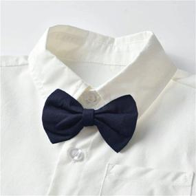 img 1 attached to Stylish Tuxedo Button Up Suspender Wedding Attire for Boys' Clothing