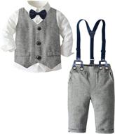 stylish tuxedo button up suspender wedding attire for boys' clothing logo