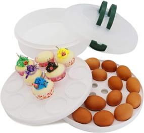 img 3 attached to 🥧 Green 10-Inch Portable Pie Carrier with Lid and Tray - 3-In-1 Round Cupcake Container, Egg Holder, Muffin Tart, and Cookie Keeper