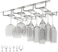 newthinking wine glass rack under cabinet - stylish stainless steel stemware holder for kitchen and bar - 4 rows hanging stemware storage логотип