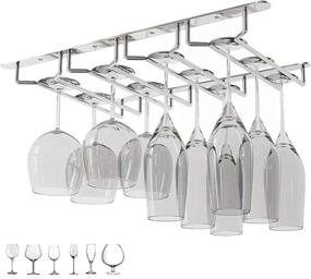 img 4 attached to Newthinking Wine Glass Rack Under Cabinet - Stylish Stainless Steel Stemware Holder for Kitchen and Bar - 4 Rows Hanging Stemware Storage