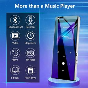 img 2 attached to 🎶 16GB Portable Lossless Sound Metal Music Player with Bluetooth 4.2, FM Radio, Voice Recorder, Touch Button Music Speaker - BERENNIS, Supports up to 128GB