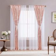 ✨ rose gold glitter sequin backdrop curtain: perfect wedding party decor (2 panels, w2 x h8ft) logo