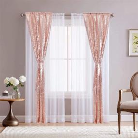 img 2 attached to ✨ Rose Gold Glitter Sequin Backdrop Curtain: Perfect Wedding Party Decor (2 Panels, W2 x H8FT)