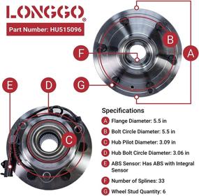 img 1 attached to 🔧 Longgo - HU515096 x2 Front Wheel Bearing Hub Assembly 4x4/4WD Compatible with 2007-2014 Escalade, 07-13 Chevy Avalanche, 2007-2013 Silverado 1500, 2007-2014 Suburban 1500, 2007-2014 Tahoe and 2007-2013 Sierra 1500