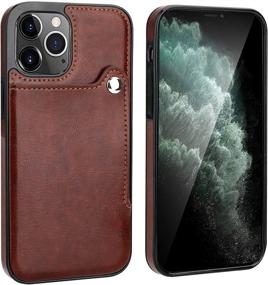 img 2 attached to 📱 ONETOP iPhone 12 Pro Max Slim Wallet Case with Credit Card Holder | PU Leather, Kickstand, Shockproof Cover 6.7 Inch (Brown)