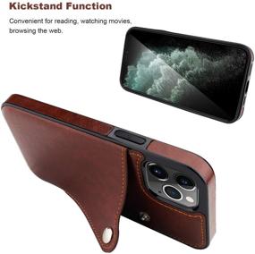 img 1 attached to 📱 ONETOP iPhone 12 Pro Max Slim Wallet Case with Credit Card Holder | PU Leather, Kickstand, Shockproof Cover 6.7 Inch (Brown)