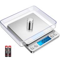 📏 amir digital kitchen scale - 500g/ 0.01g - portable pocket jewelry scale - includes 100g calibration weight - cooking food scale with back-lit lcd display - stainless steel - auto off, tare, pcs - 2 trays - 6 units available logo