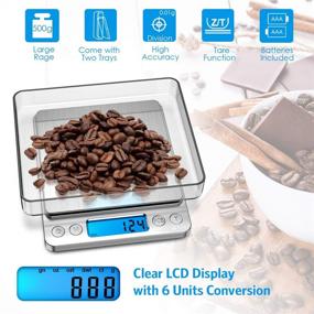 img 3 attached to 📏 AMIR Digital Kitchen Scale - 500g/ 0.01g - Portable Pocket Jewelry Scale - Includes 100g Calibration Weight - Cooking Food Scale with Back-Lit LCD Display - Stainless Steel - Auto Off, Tare, PCS - 2 Trays - 6 Units Available