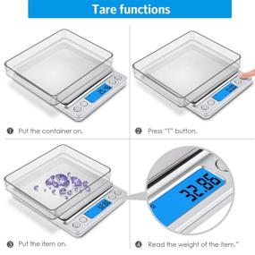 img 2 attached to 📏 AMIR Digital Kitchen Scale - 500g/ 0.01g - Portable Pocket Jewelry Scale - Includes 100g Calibration Weight - Cooking Food Scale with Back-Lit LCD Display - Stainless Steel - Auto Off, Tare, PCS - 2 Trays - 6 Units Available