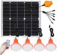 20w solar panel light kit - remote control, off-grid pendant lights, roopure solar powered shed lights with 4 led bulbs, 16.5ft detachable cord, outdoor emergency lighting, cellphone charging output, camping power supply logo