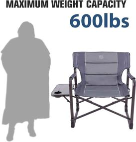 img 1 attached to 🪑 Ultimate Comfort and Durability: TIMBER RIDGE Oversized Directors Chairs with Side Table – Heavy Duty Camping Chair supporting up to 600 Lbs Weight Capacity (Gray)