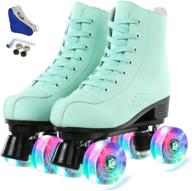 🛼 high-top double-row 4 wheel roller skates for beginners - unisex pu leather roller skate shoes for women and men - indoor outdoor roller skates with shoes bag logo