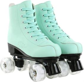 img 3 attached to 🛼 High-Top Double-Row 4 Wheel Roller Skates for Beginners - Unisex PU Leather Roller Skate Shoes for Women and Men - Indoor Outdoor Roller Skates with Shoes Bag