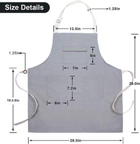 img 1 attached to ReHaffe Aprons with Pockets - Adjustable Plus Size Aprons for Men and Women, Durable Cotton Canvas Thick Aprons for Kitchen and Grill