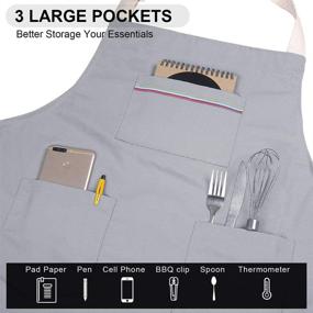 img 2 attached to ReHaffe Aprons with Pockets - Adjustable Plus Size Aprons for Men and Women, Durable Cotton Canvas Thick Aprons for Kitchen and Grill