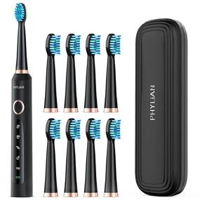 img 4 attached to Sonic Electric Toothbrush for Adults - Rechargeable Power Toothbrush with Travel Case, 8 Duponts Brush Heads, 5 Modes, 3 Hours Fast Charge for 60 Days