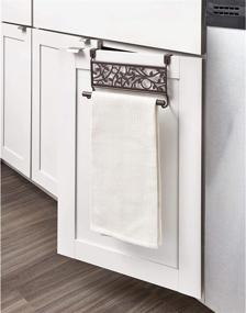 img 3 attached to Efficient Storage Solution: iDesign Vine Over-the-Cabinet Kitchen Dish Towel Bar Holder - Bronze