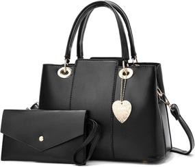 img 4 attached to 👜 Stylish Women's Top Handle Satchel Handbags: PU Leather, Multi Pockets, Shoulder Bags