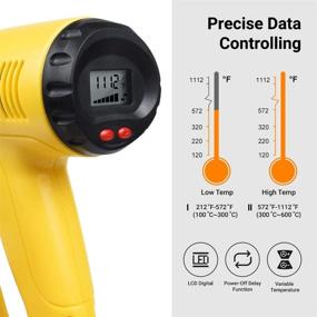 img 1 attached to 🔥 SEEKONE 1800W Heat Gun Kit - Hot Air Gun with Large Digital LCD Display, Adjustable Temperature (212°F-1112°F) Settings, 4 Nozzles - Ideal for Paint Removal, PVC Shrinkage, and Crafts