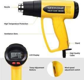 img 3 attached to 🔥 SEEKONE 1800W Heat Gun Kit - Hot Air Gun with Large Digital LCD Display, Adjustable Temperature (212°F-1112°F) Settings, 4 Nozzles - Ideal for Paint Removal, PVC Shrinkage, and Crafts