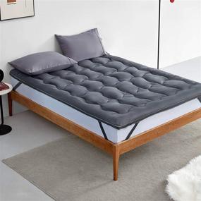 img 2 attached to 🛌 Sleep Zone Grey Full Mattress Topper Cover: Cooling Ultra Soft Fluffy Cushioning, Deep Pocket 8-21 Inch, Down Alternative Bed Topper