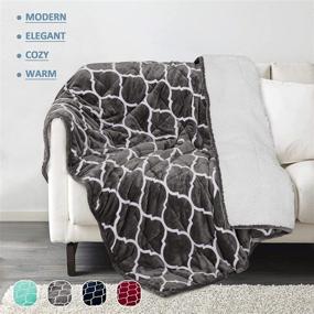 img 1 attached to Sherpa Weighted Blanket 15 lbs: Moroccan Print Flannel Fleece Soft Blanket for 130-180lbs Adults - Warm Winter Gift, Grey, 60x80 Inches