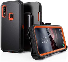 img 4 attached to 📱 Samsung Galaxy A20/A30 Case: Heavy Duty Shockproof Protector with Belt Clip Holster (Black & Orange)