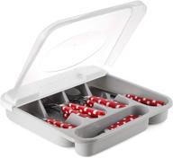 🍴 zilpoo flatware plastic tray: hinged lid, kitchen cutlery & utensil organizer, silverware countertop container with attached cover логотип