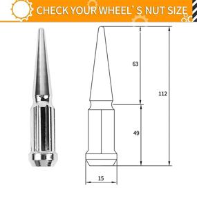 img 3 attached to 🔩 MIKKUPPA 24 шт. Шпильковые гайки из хромированной стали 14x1.5, M14x1.5 Шпильковые гайки для колес Chevy Silverado 1500 2500 3500, F-150 F-250 F-350, 4,4" высокие гайки с замком и ключом для замены