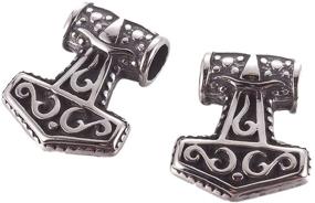 img 2 attached to 🔨 Pack of 10 CHGCRAFT Antique Silver Viking Thor's Hammer Pendants - 304 Stainless Steel Hammer Charms with Celtic Knot Beads for Jewelry Making, Bracelets, Necklaces - 20x17x6mm