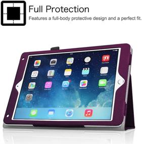 img 1 attached to 📱 Fintie Folio Case for iPad Air 2: Premium Vegan Leather Slim Fit Cover in Purple – Smart Stand, Auto Sleep/Wake Feature