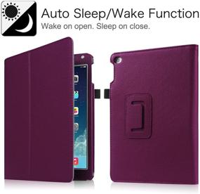 img 3 attached to 📱 Fintie Folio Case for iPad Air 2: Premium Vegan Leather Slim Fit Cover in Purple – Smart Stand, Auto Sleep/Wake Feature