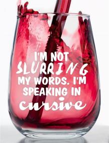 img 4 attached to 🍷 Stemless Funny Wine Glass - I'm Not Slurring My Words, I'm Speaking in Cursive - Affordable Gift Below $15!