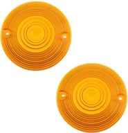 🚦 nthreeauto 3.25" flat turn signal light lens cover amber - compatible with harley touring electra glide road king softail logo