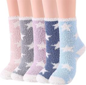 img 4 attached to 🧦 Winter Women's Fluffy Sleep Socks - Fleece Fuzzy, Athletic, Warm & Plush Cozy Socks